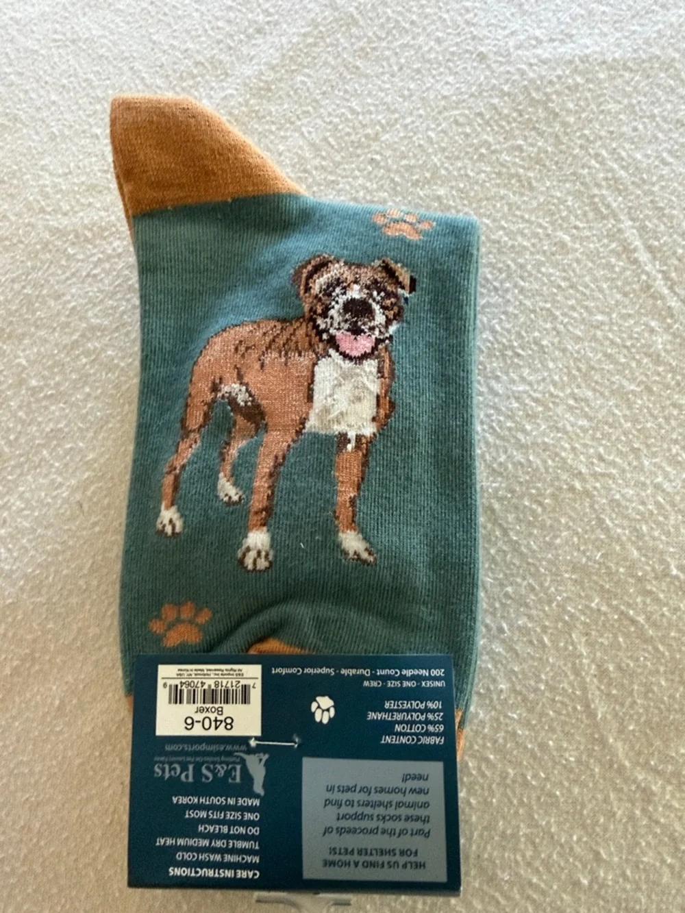Womens Green Boxer Dog Crew Socks